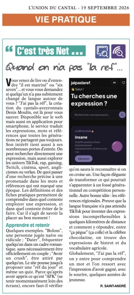 Article de L’union du Cantal : C’est pas très net…